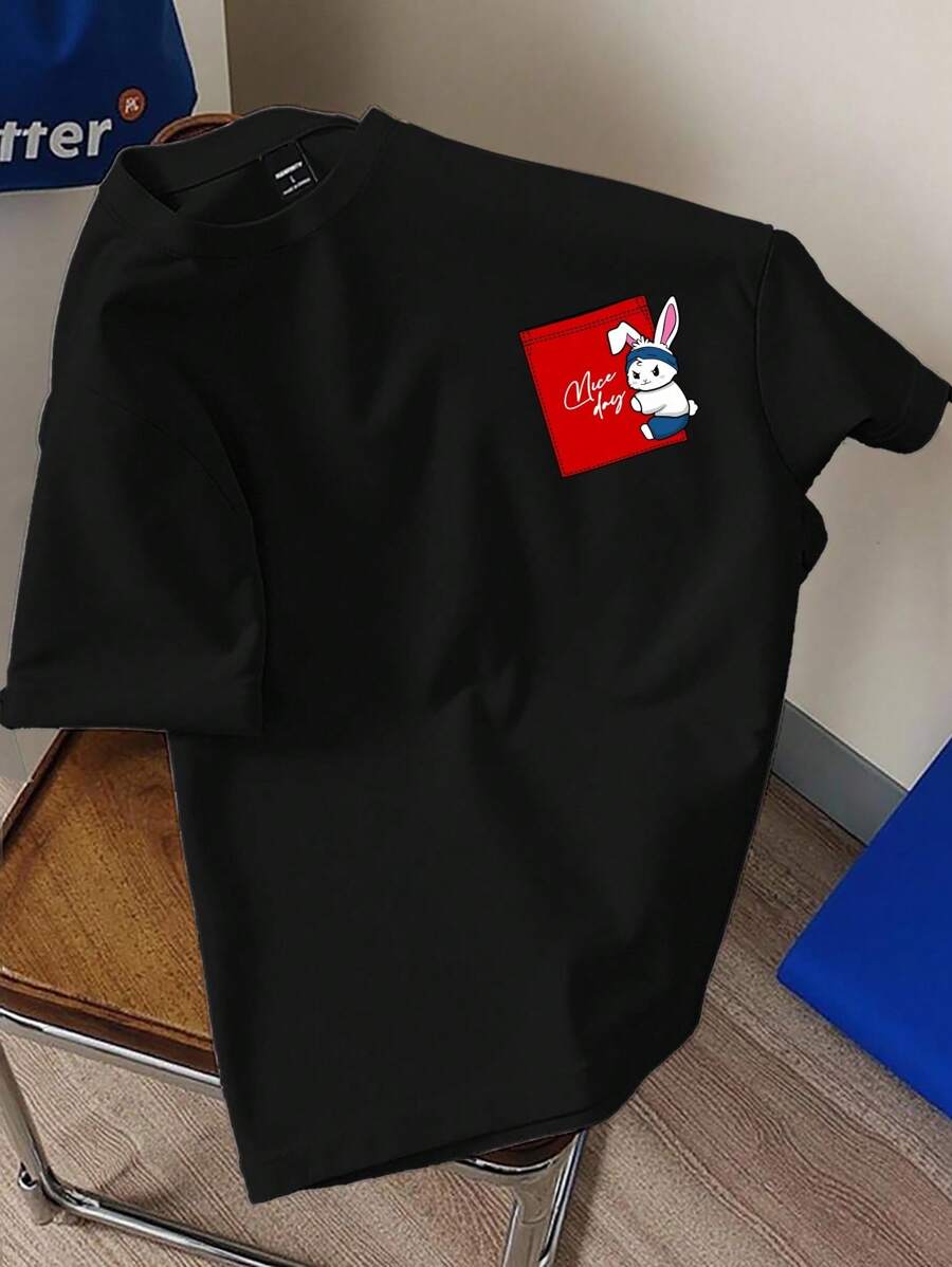 Claim Dot Áo thun nam tay ngắn thoải mái, rộng rãi, đa năng, mặc hàng ngày, mùa hè - màu đen - Xem 1