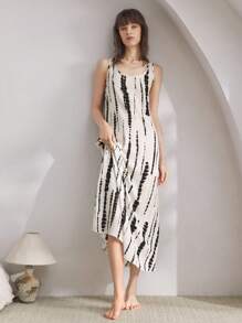 Ocili Comfortable Simple Striped Print Women's Nightgown