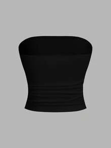SHEIN EZwear 3件套女士休闲褶皱露脐吊带背心套装 - 彩色 - 查看 7