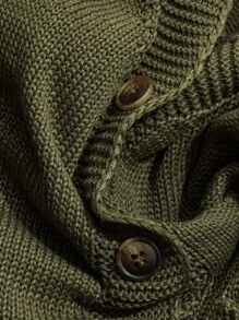 Linhara 大码女式纯色针织V领前扣无袖休闲背心，春秋季 - 墨綠色 - 查看 6