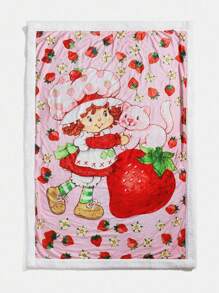 Strawberry Shortcake X SHEIN Cartoon Character & Strawberry Printed Plus Fleece Thick Blanket, DayGift Ideas