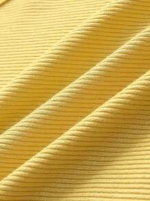 INAWLY 女士雏菊刺绣圆领上衣 - 芥末黃 - 查看 6