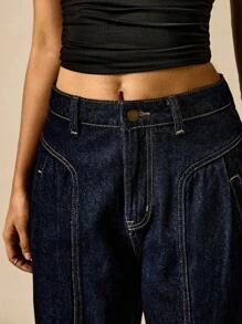 Easelle 女士宽松时尚牛仔裤，适合夏季 - 藍色 - 查看 6