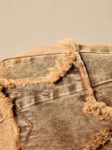 Easelle Pantalon à étoile à cinq branches, bord brut, style rétro décontracté pour l'été - Camel - Voir 4