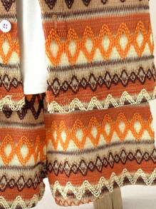 SHEIN Vintaside Kids 2 件套春夏新款休闲风格纯色提花纹理纽扣口袋领衬衫和松紧腰褶皱短裤搭配舒适男婴服装、儿童服装、幼儿服装、婴儿服装、幼儿外套、幼儿短裤、6M-3T - 橘色 - 查看 7