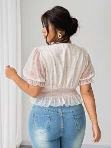 Elenzga Áo thun kỳ nghỉ gợi cảm cỡ lớn - Màu be - Xem 6