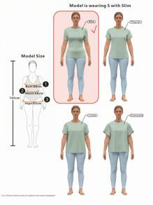 SHEIN EZwear 休闲薄荷绿色圆领盖袖紧身女式 T 恤，适合夏季 - 薄荷綠 - 查看 4