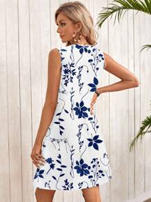 EMERY ROSE 女士休闲简约圆领无袖宽松迷你连衣裙，适合夏季