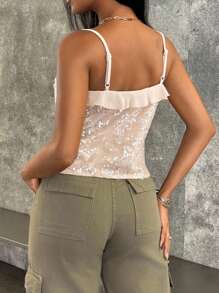 Damen Pailletten Sichtbare Spaghettiträger Trägertop, lässige Außenkleidung für den Sommer