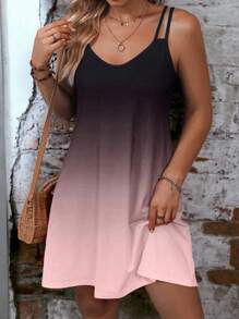 EMERY ROSE Plus Size Women Ombre Vacation Casual Cami Dress