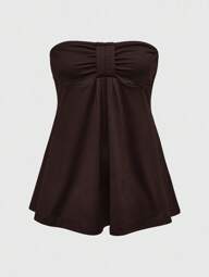 Goth Women's Y2K Stylish Fitted Solid Color Bandeau Top, Summer