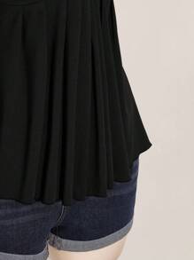 SHEIN ICON 大码女式黑色扭纹前部无袖娃娃裙针织上衣，Y2K 风格，适合毕业、返校、夏季 - 黑色 - 查看 7