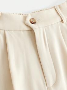 Girlism 少女杏色纯色斜纹斜口袋休闲纯色开裆阔腿裤，适合春夏秋季开学季、干净女孩、休闲通勤、百搭场合