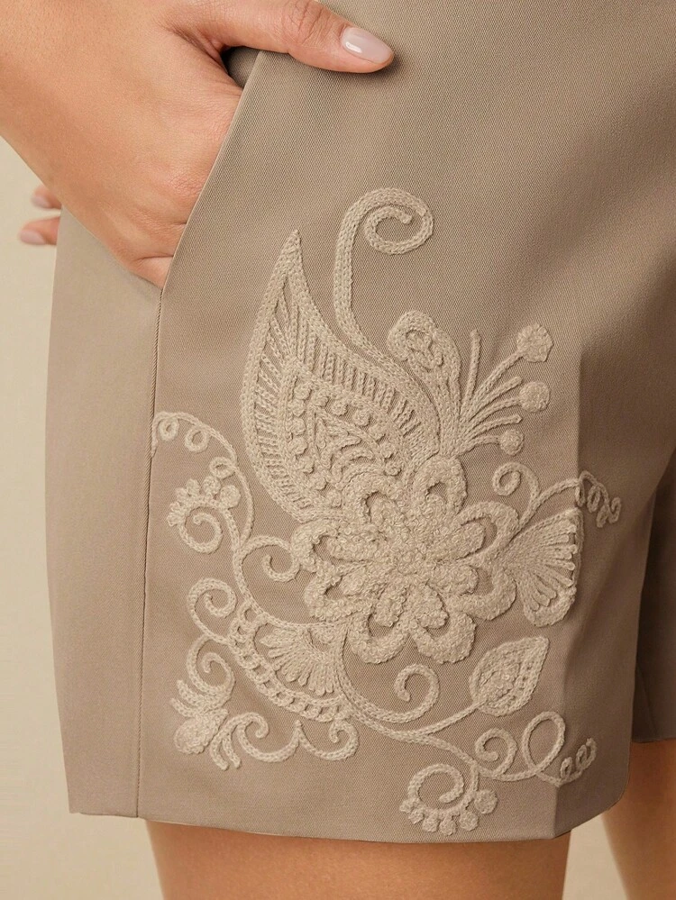 Merrald Fashion Commuter Belt & Embroidered Women Shorts