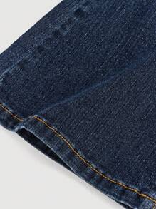 SHEIN Girlism Jeans acampanados de ajuste ceñido de mezclilla desgastada con bolsillo en ángulo para ropa y conjunto de ropa de verano para niñas preadolescentes de estilo retro 2000