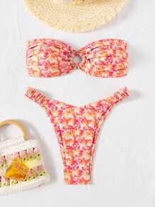 Swim Mod 2pcs Women Summer Print Bikini Set, Tight-Fitting Sexy Beach Resort - Multicolor - View 1