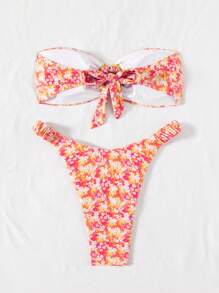 Swim Mod 2pcs Women Summer Print Bikini Set, Tight-Fitting Sexy Beach Resort - Multicolor - View 2