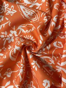 SHEIN Clasi 女士花卉印花休闲无袖连衣裙 - 橘色 - 查看 7