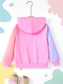 CoComelon X SHEIN Young Girl Cute Figure Graphic Colorful Sweet Fashion Hooded Long Sleeve Jacket Fall Winter - Multicolor - View 2