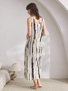 Ocili Comfortable Simple Striped Print Women's Nightgown