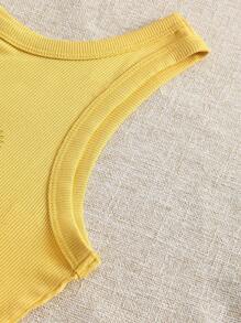 INAWLY 女士雏菊刺绣圆领上衣 - 芥末黃 - 查看 5