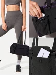 GLOWMODE 6L Hydro Hustle Water-Repellent Exterior Drawstring Snap Closure Zipper Flap Pockets Compartments Shoulder Duffle Bag Gym Studio Travel Vacation Holiday Daily Casual Wear Fall Winter