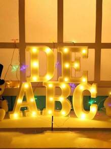 26 Letter LED Lights Luminous Number 0-9Lamp Wedding Birthday Christmas Decoration Decoration Night Light Party Bedroom 16CM Height (Without Battery) - White - View 4