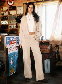 Easelle Trench Coat Early Autumn Coat Thin Windbreaker Top Outdoor Leisure All-Match Lace-Up Windbreaker Early Autumn Long Sleeve Belt Short Boho - Khaki - View 7