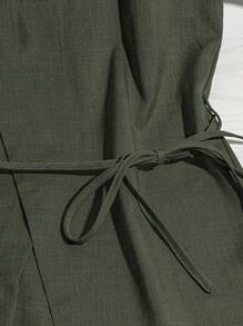 GlowEve 女士休闲纯色裹身衬衫，夏季 - 軍綠色 - 查看 5