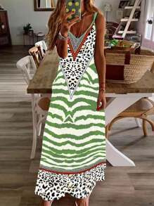 EMERY ROSE 女士舒适弹性针织休闲/度假风格长款吊带裙，适合夏季 - 彩色 - 查看 4