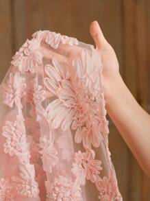 Anewsta 2025新款3D花朵装饰A字形薄纱优雅长裙 - 粉色 - 查看 8