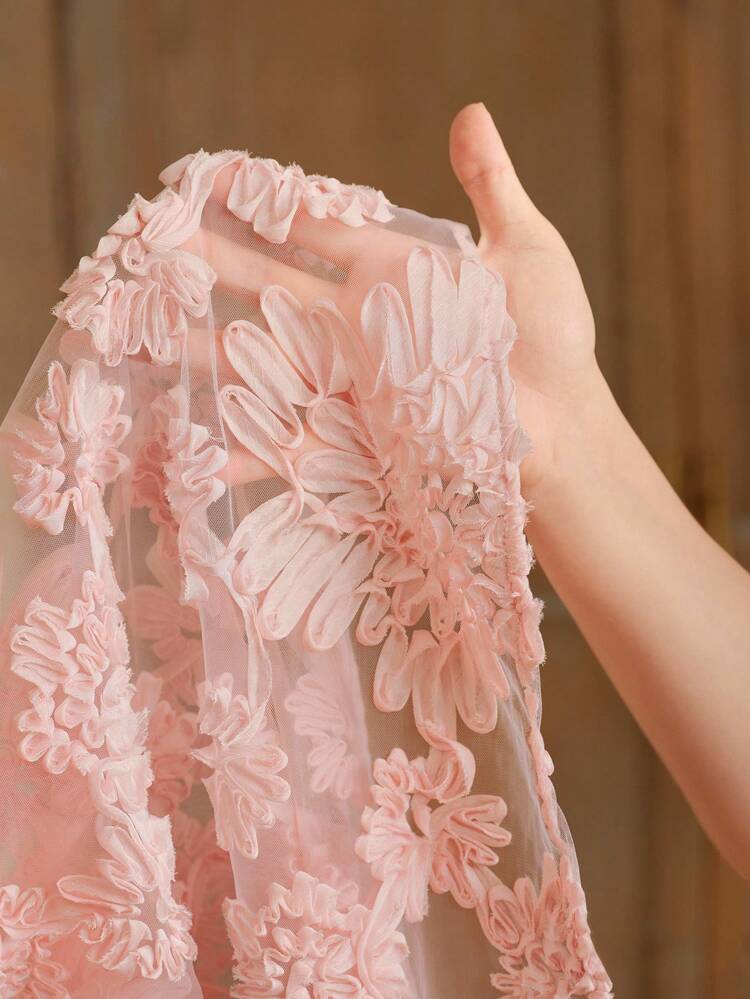 2025年新作 3Dフラワーデコレーション Aライン チュール エレガントロングスカート