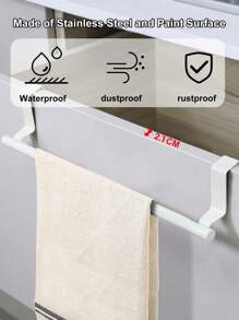 Cirelle 1PC White Single Rod Towel Rack Cabinet Door Back Type Hanging Rack Non-punched Towel Rod