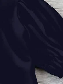 EMERY ROSE 大码女式海军蓝休闲简约衬衫，适合夏季 - 藏蓝色 - 查看 4