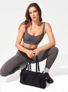 GLOWMODE 6L Hydro Hustle Water-Repellent Exterior Drawstring Snap Closure Zipper Flap Pockets Compartments Shoulder Duffle Bag Gym Studio Travel Vacation Holiday Daily Casual Wear Fall Winter