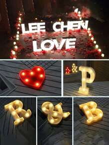 26 Letter LED Lights Luminous Number 0-9Lamp Wedding Birthday Christmas Decoration Decoration Night Light Party Bedroom 16CM Height (Without Battery) - White - View 5