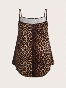 SHEIN EZwear 2 chiếc áo hai dây họa tiết da báo và trơn cỡ lớn, thích hợp cho du lịch và nghỉ dưỡng mùa hè - Nhiều màu - Xem 5