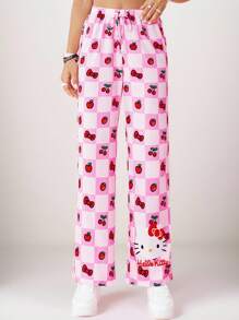 HELLO KITTY AND FRIENDS | SHEIN Women's Loose Low Waist Cute Cartoon Graphic Casual Sport Trousers, Pink, Summer - Pink - View 5
