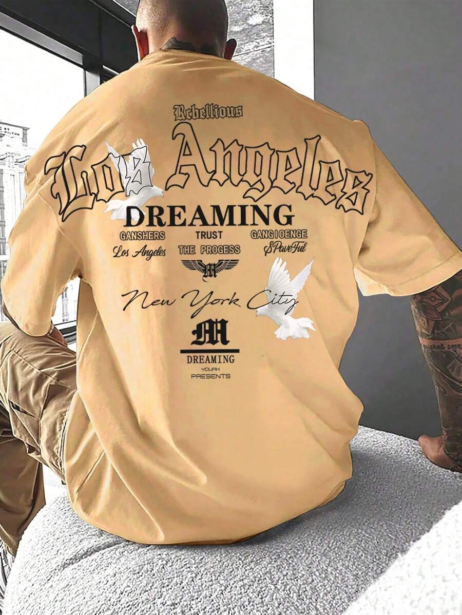 Manfinity EMRG 男士字母印花圆领短袖休闲T恤，夏季