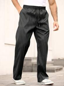 Manfinity Homme Men's Casual Striped Pants, Fashion Long Trousers,Men's Autumn Outdoor Clothing,2025 Men's Clothing For Autumn, Fall