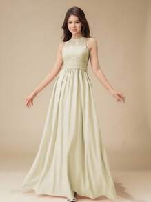 Flowergirl Girl's Soft Lace Patchwork Satin High-Low Hem Dress, For Wedding, Daily, Performance, Birthday, Party