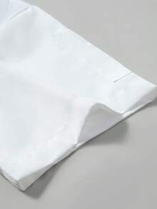 Manfinity Homme 男士撞色饰边前扣贴袋短袖工作厨师衬衫，夏季厨师夹克男士短袖厨师外套男士厨师衬衫 - 白色 - 查看 3