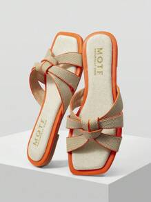 MOTF PREMIUM 女士简约方头舒适平底凉鞋