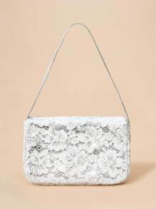 SHEIN Belle 奢华、迷人、优雅、闪亮的女士顶部提手包、女士晚宴包、适合女孩、女士、女士、大学生、适合新娘、伴娘、婚礼宾客、蜜月、派对、舞会、婚礼、俱乐部、约会、晚会、约会之夜（图案随机）、白色