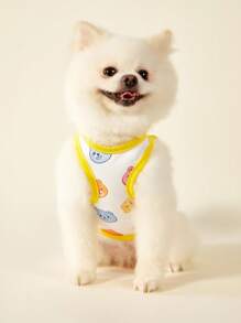 PETSIN 2 件套宠物猫狗通用彩色泰迪熊可爱卡通时尚印花休闲舒适透气狗背心 - 彩色 - 查看 6