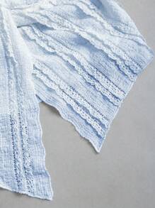 Sweetra Conjunto de 2 piezas para mujer con top de camisola con volantes y nudo trenzado, y falda línea A con volantes en el bajo, para primavera/verano
