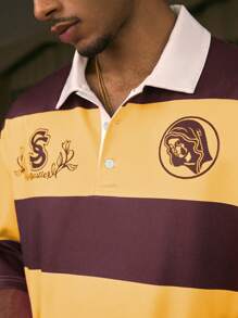 AXEPEAK 男士时尚条纹印花 Polo 衫，街头风格