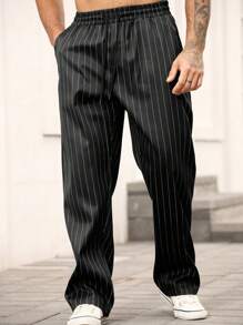 Manfinity Homme Men's Casual Striped Pants, Fashion Long Trousers,Men's Autumn Outdoor Clothing,2025 Men's Clothing For Autumn, Fall