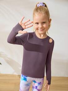 SHEIN Young Girls Activewear Sets - Long Sleeve Tee And Printed Leggings, Comfortable Stretchy Fabric, Suitable For All Seasons - Multicolor - View 5