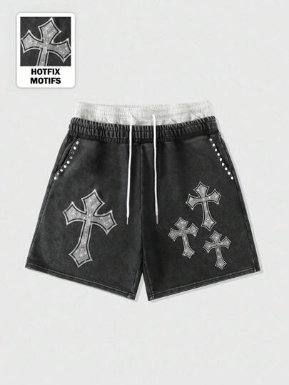 Goth Short homme taille déchirée double couche lavage diamant
